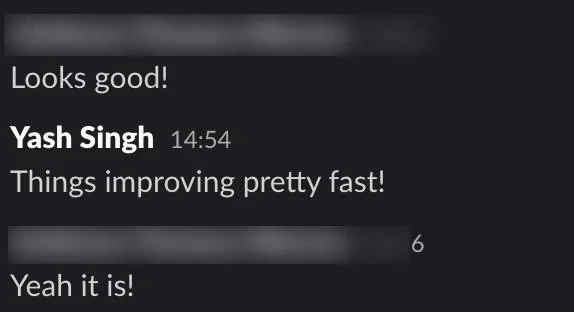 Chat reading, things improving pretty fast, and the client replying, yeah it is